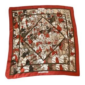 Vintage 1972 Hermès Ali Baba Silk Twill Scarf Pierre Peron Muted Orange Gray